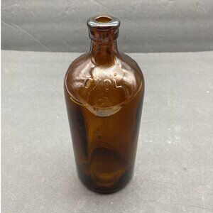 Vintage Oxol Bottle Amber Brown‎ Glass 30s 40s 7.75” Tall Sediment Inside
